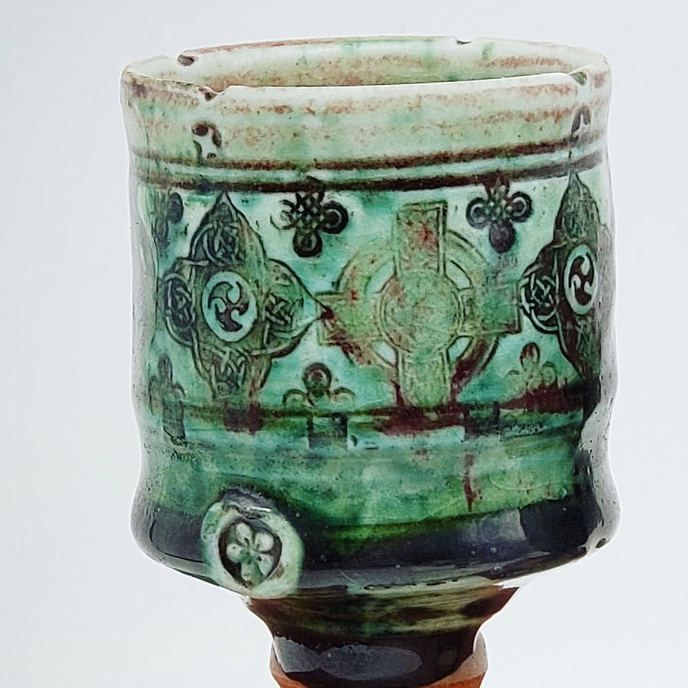 Image of Emerald Celtic Porcelain Woodfired Chalice