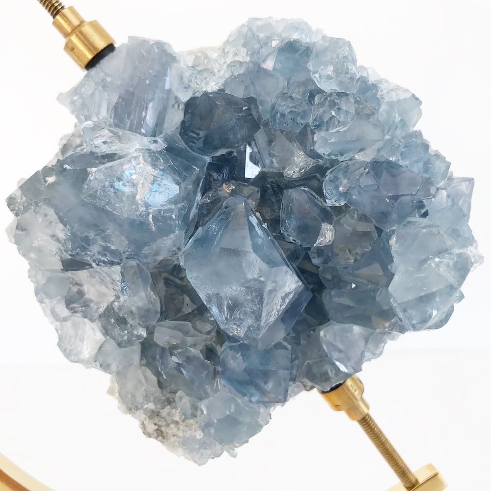 Image of Celestite no.15 + Brass Arc Stand