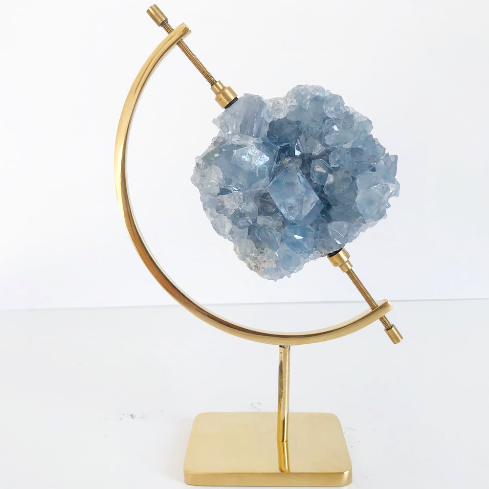 Image of Celestite no.15 + Brass Arc Stand