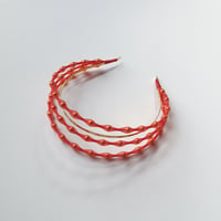 Image 1 of TRIPLE STRAND BEAD AND MESH CROWN : RED