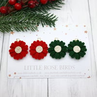 Image 2 of Red / Green Daisy Pigtail Clip Set