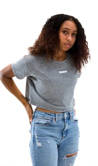 Image 3 of DEDA WOMENS GREY CROP T WHITE LOGO