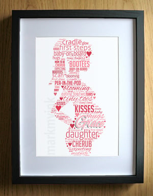 Baby Shower Gift - Expectant Mother Design - Pregnancy Gifts - Personalised Word Art