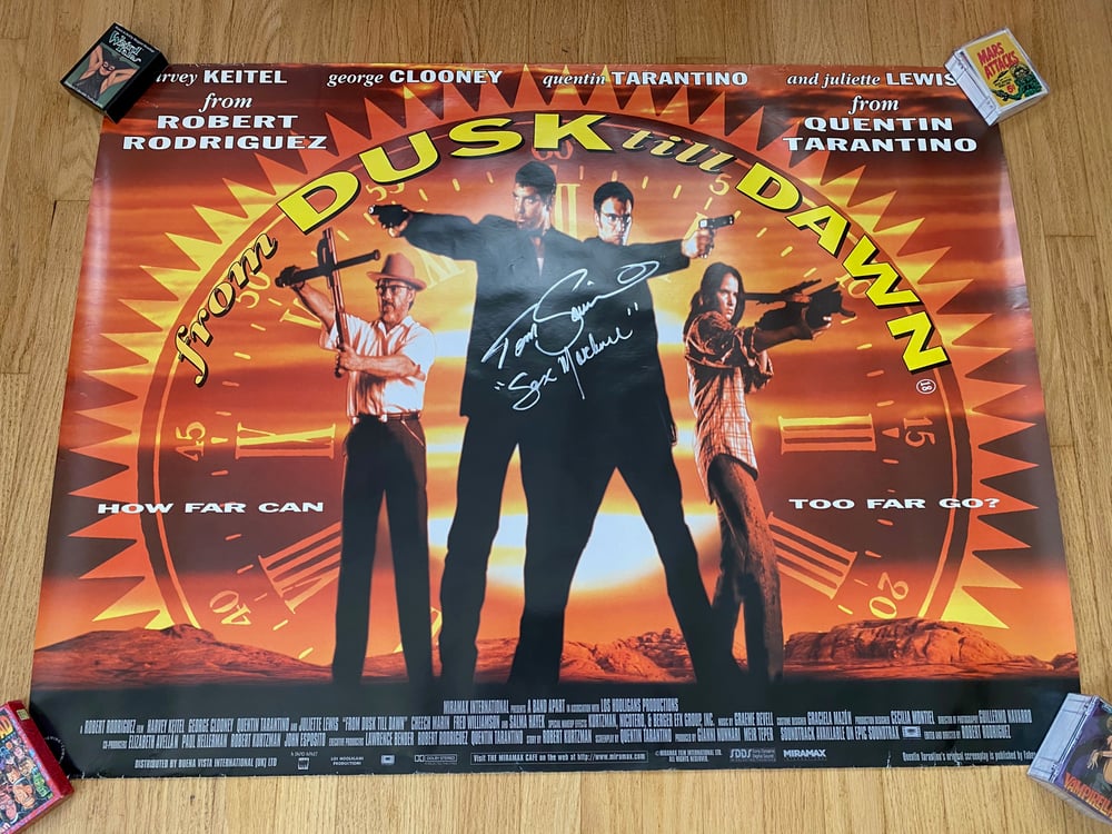 1996 FROM DUSK TILL DAWN Original U.K. Quad Movie Poster Signed by Tom Savini