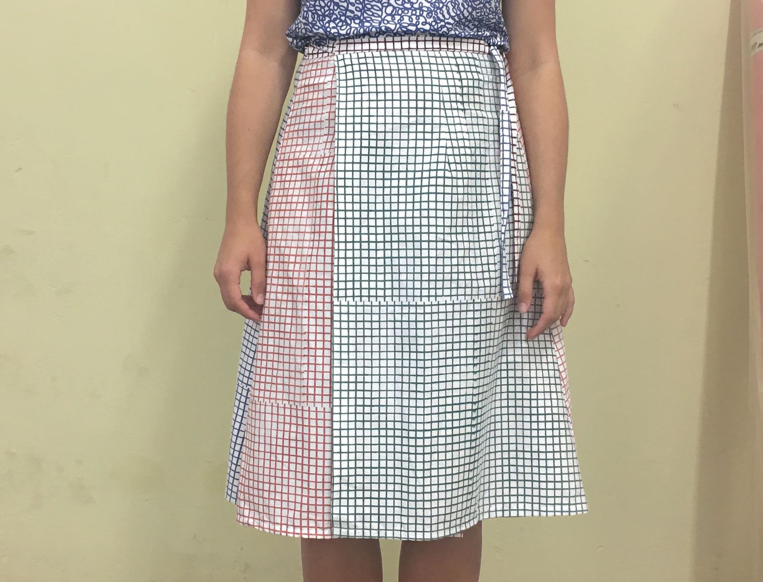 Image of COLOR GRID WRAP SKIRT