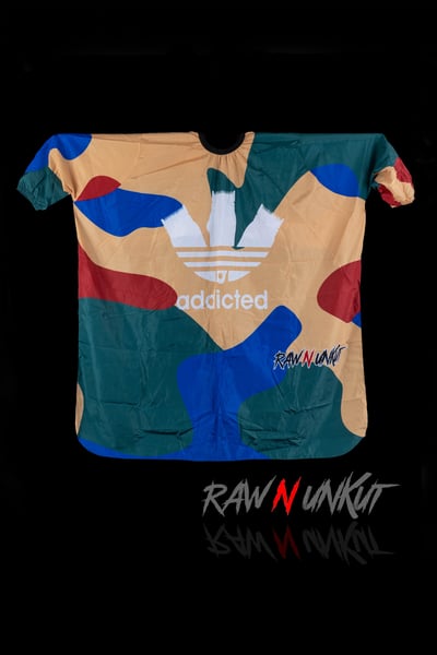Image of RAW N UNKUT  FULL SUBLIMATION  ADDICTED BARBER CAPES  