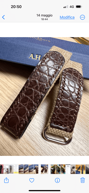 Image of Brown alligator And Tan Canvas Velcro Strap