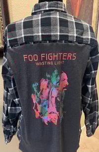 Vintage Gray/Black/White Flannel Shirt Foo Fighters