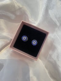 Image 1 of evil eye jewelled earrings