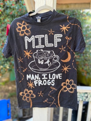 Image of Small MILF Man I Love Frogs Bleach Dye Shirt