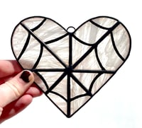 Image 5 of Stained Glass White Web Heart