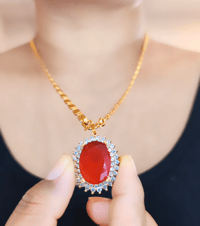 Image 1 of GP_2016_American Daimond Pendant with Gold Plated Necklace Set