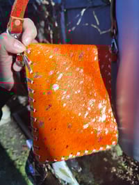 Image 4 of Woodstock cross body/ passport bag - Orange and peach heart 
