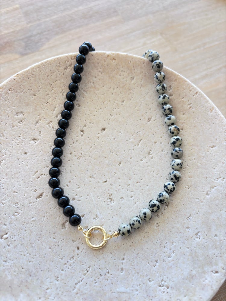 Image of Quinn - Black + Dalmatian Jasper