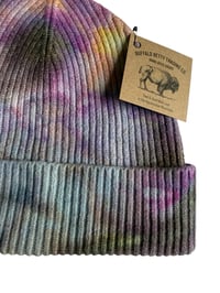 Image 6 of Adult Knit Cuff Beanie in Muted Watercolors Ice Dye