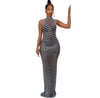 Alex Crystal Rhinestone Mesh Maxi Dress 