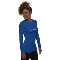 Image 2 of Royal Blue and White BOSSFITTED Women's Long Sleeve Compression Shirt 