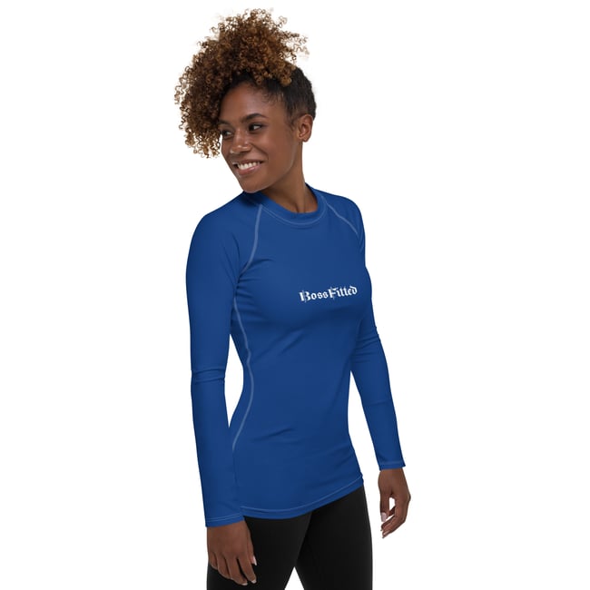 Royal Blue and White BOSSFITTED Women's Long Sleeve Compression