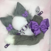 Image 1 of Gray/ Purple Fox Pet play Set