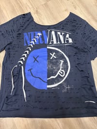 Xlarge blue nirv off shoulder lace destroyed