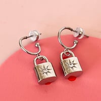 Image 1 of Lock and Star Half Hoops