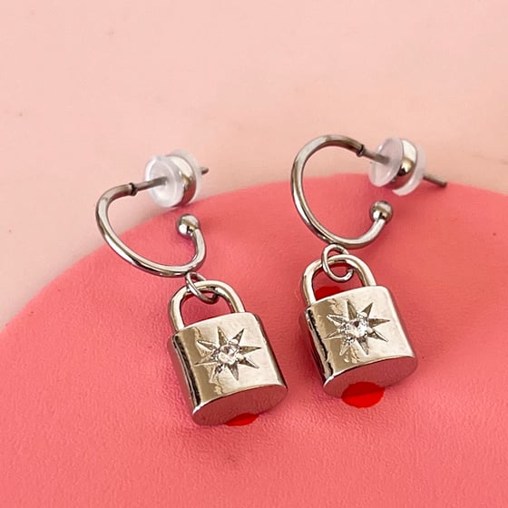 Image of Lock and Star Half Hoops