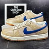 NIKE DUNK LOW PREMIUM MONTREAL BAGEL SESAME SEED PRINT MENS SHOES SIZE 9.5 GUM SOLE TAN BLUE NEW