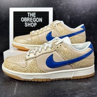 Image 1 of NIKE DUNK LOW PREMIUM MONTREAL BAGEL SESAME SEED PRINT MENS SHOES SIZE 9.5 GUM SOLE TAN BLUE NEW