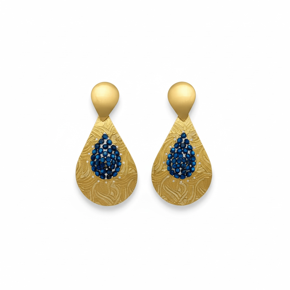 Image of Lapis Teardrop Textured Drop Earrings