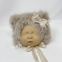 Image 2 of Furry Teddy bonnet Tan