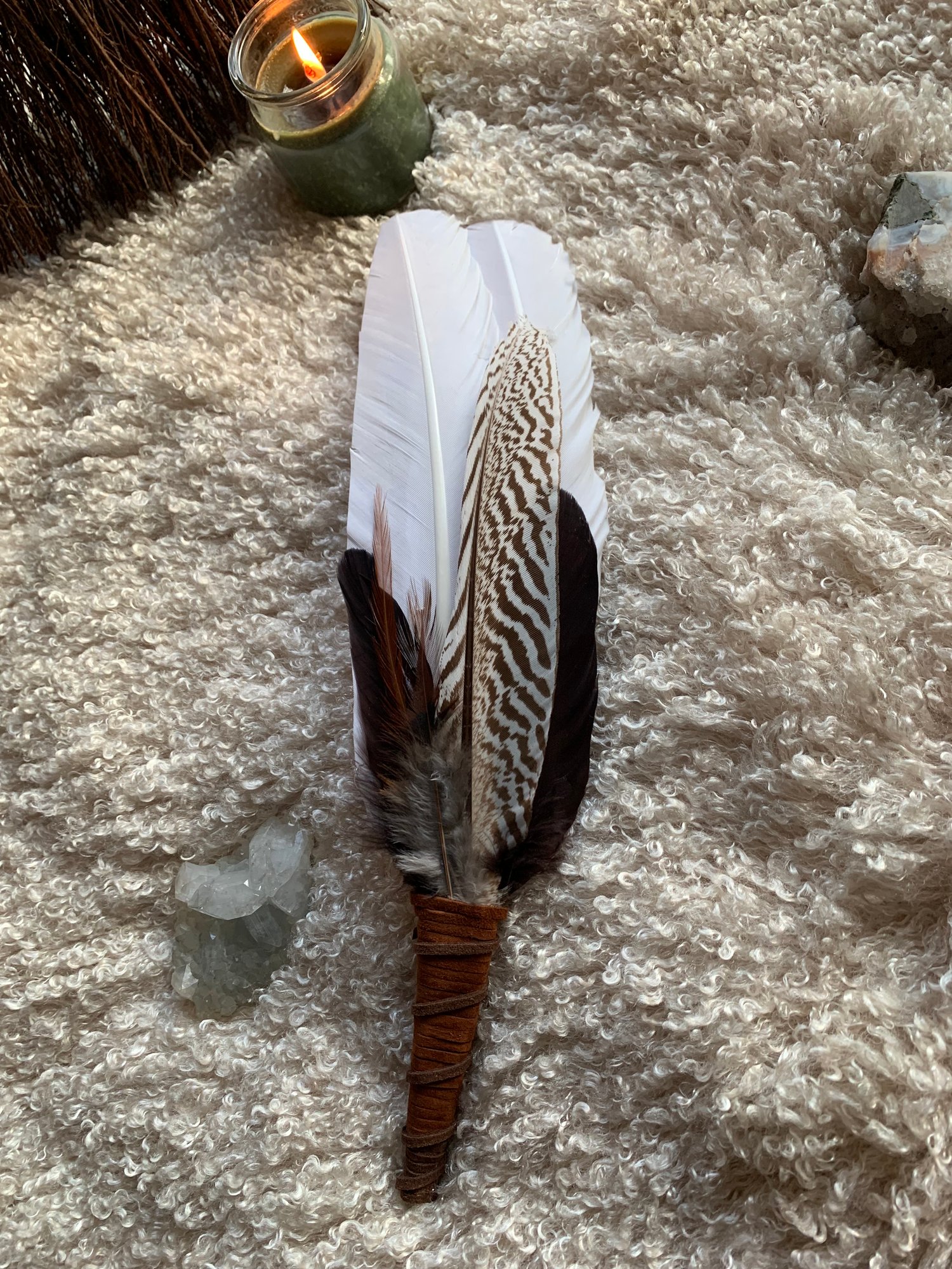 Image of Memories of earth ~ Smudge feather fan large Free US shipping 