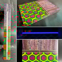 Image 1 of Curly Narra & 3D Resin GLOW Segmented Knife Scales