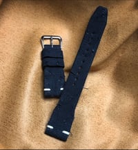 Image 1 of Pilot Style Black Canvas Distressed Watch Strap