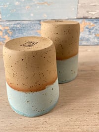 Image 3 of Set of 2 blue planter cups.