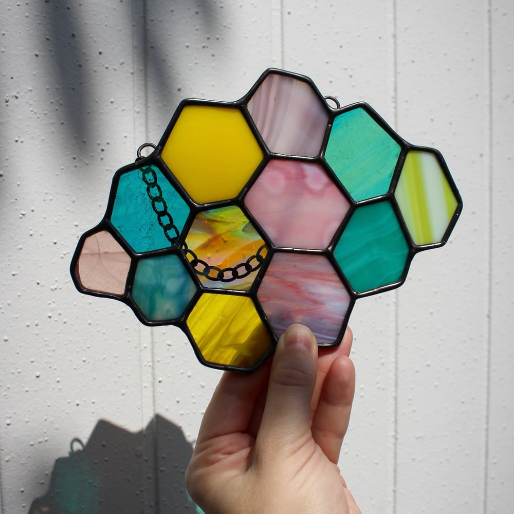 Image of Maximalist Honeycomb- Teal & Pink