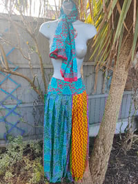 Image 4 of Milan Hareems/ Bloomer/ Balloon  trousers with matching head scarf -turquoise and mustard upto 14 uk
