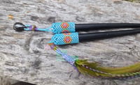 Image 4 of Beaded Tourmaline and feather hair stix