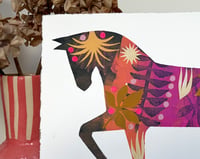 Image 4 of Salome , a black and pink monoprinted and collaged horse