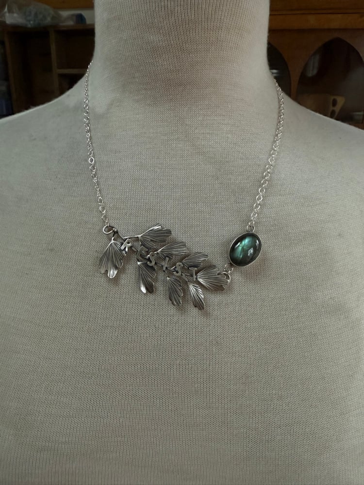 Image of Maidenhair Fern Labradorite "Resist" Statement Necklace