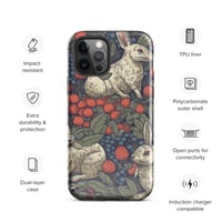 Image 12 of Boho Nature Cottagecore Inspired White Rabbits Among Berries Tough Case for iPhone®