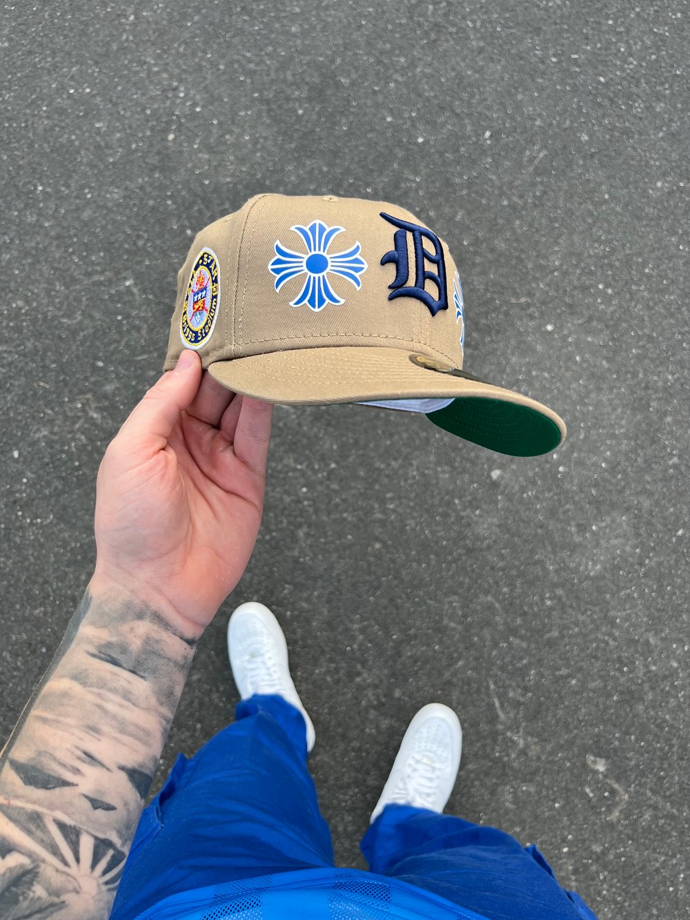 Image of GREEN BRIM KHAKI DETRIOT TIGERS CUSTOM FITTED CAP