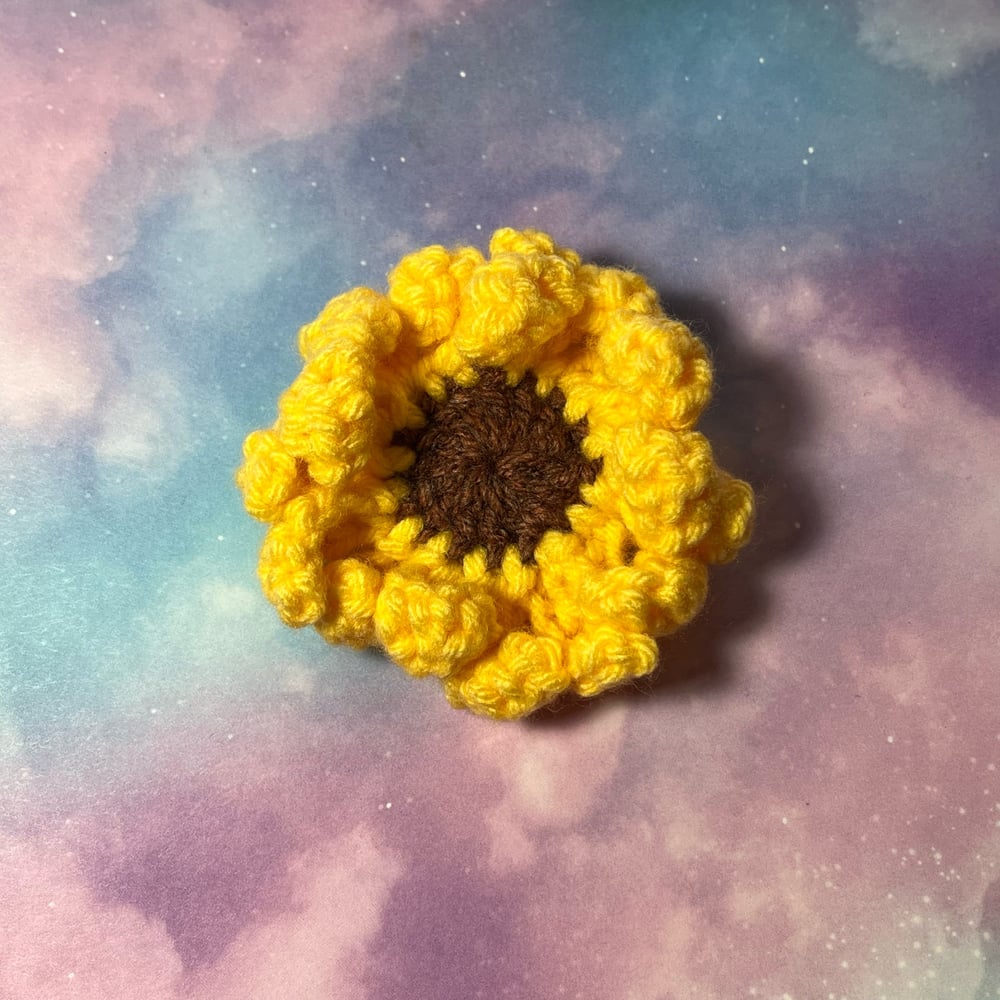 Image of Crochet Sunflower Barrette Or Brooch