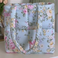 Image 1 of Blue Garden Puffer Tote Bag