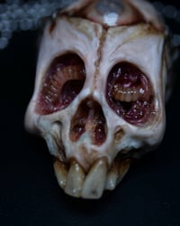 Image 14 of Third Eye Skull pendant, stainless chain , moon stone eye, OOAK one of a kind 