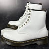 DR DOC MARTENS VEGAN 1460 KEMBLE LACE UP BOOTS WOMENS SIZE 8 WHITE RETRO RAY 8 EYE NEW