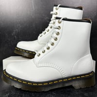 Image 1 of DR DOC MARTENS VEGAN 1460 KEMBLE LACE UP BOOTS WOMENS SIZE 8 WHITE RETRO RAY 8 EYE NEW