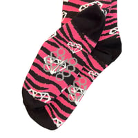 Image 3 of zebra diamond socks *hot pink*