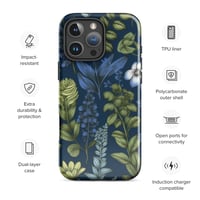 Image 1 of Art Nouveau Inspired Blue Boho Floral Tough Case for iPhone®