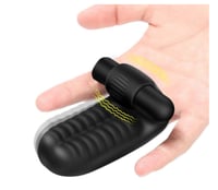 Customizable 3.82'' Black Rechargeable Waterproof Silicone Finger Sleeve Vibrator – 10-Speed and 