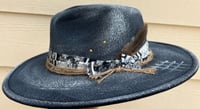 Image 2 of Painted Black Fedora Bandanna & Rope Band Feather